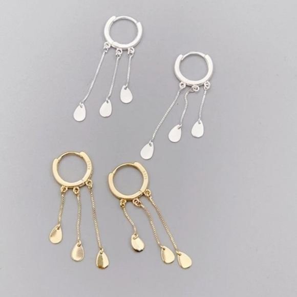 NEW 925 STERLING SILVER TASSEL DROP HOOP EARRINGS, NICE EARRINGS, CUTE EARRINGS - Picture 5 of 7